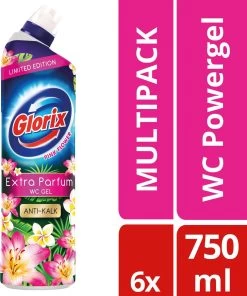 Glorix WC Powergel Toiletreiniger Pink Flower - 6 X 750 Ml - Voordeelverpakking -Leven Producten Winkel 1003x1200 1