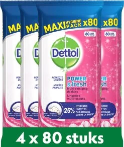 Dettol - Schoonmaakdoekjes - Power & Fresh - Kersenbloesem - 4 X 80 Stuks - Voordeelverpakking 16 Dettol - Schoonmaakdoekjes - Power & Fresh - Kersenbloesem - 4 X 80 Stuks - Voordeelverpakking -Leven Producten Winkel 1016x1200