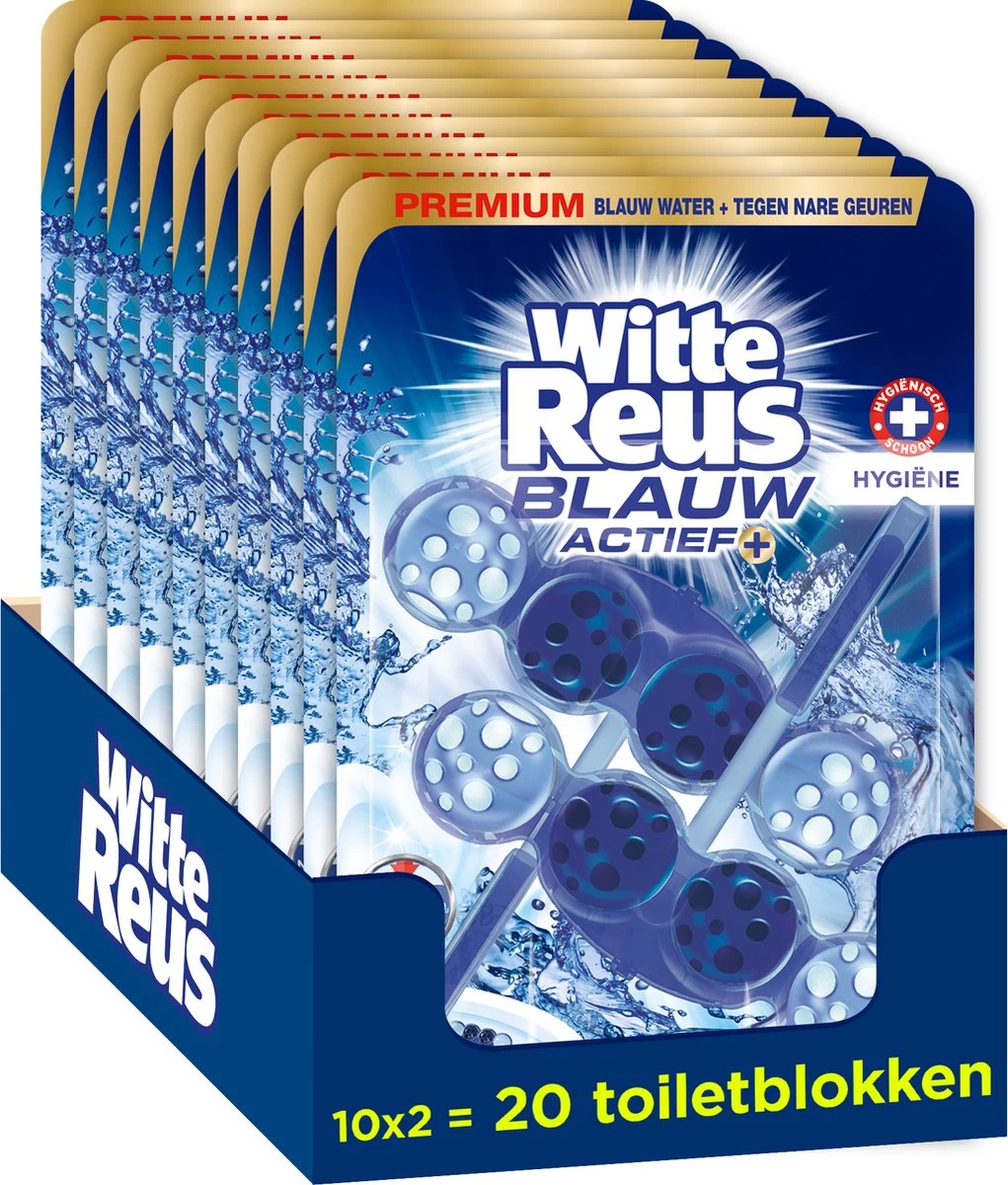 Witte Reus Blauw Actief Toiletblok - Hygiëne - WC Blokjes Voordeelverpakking 20 Stuks 2 Witte Reus Blauw Actief Toiletblok - Hygiëne - WC Blokjes Voordeelverpakking 20 Stuks