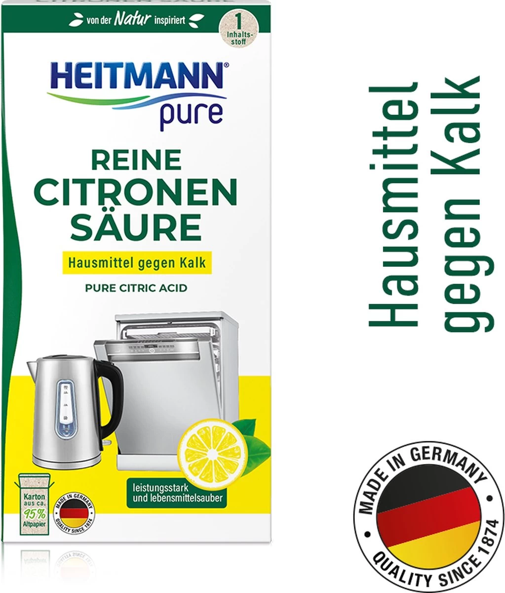 HEITMANN Pure Ontkalker- Citroenzuur Ontkalker, Natuurvriendelijke Kalkreiniger Voor Een Hygiënische Reiniging - Poeder, 1x 350 G 3 HEITMANN Pure Ontkalker- Citroenzuur Ontkalker, Natuurvriendelijke Kalkreiniger Voor Een Hygiënische Reiniging - Poeder, 1x 350 G