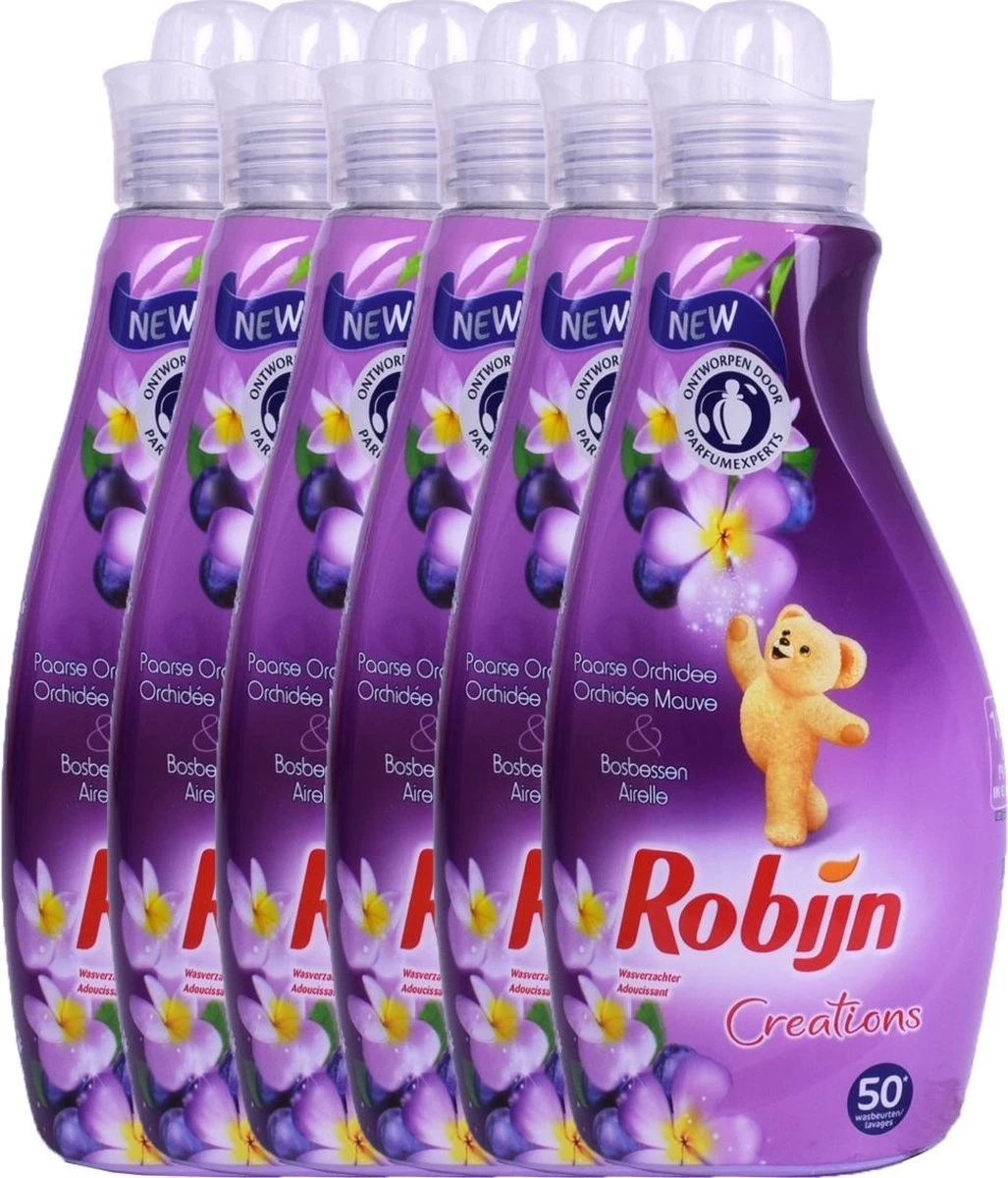 Robijn Creations Wasverzachter VOORDEELVERPAKKING 6X 1,25L. 300 Wasbeurten "Paarse Orchidee & Bosbessen" 5 Robijn Creations Wasverzachter VOORDEELVERPAKKING 6X 1,25L. 300 Wasbeurten "Paarse Orchidee & Bosbessen" - Afbeelding 3