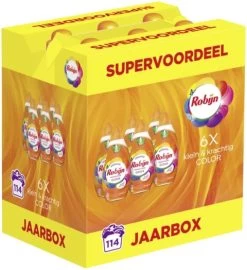 Robijn Klein & Krachtig - Color Vloeibaar Wasmiddel - 6 X 19 Wasbeurten - Voordeelverpakking - Jaarbox