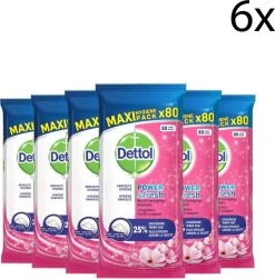 Dettol Schoonmaakdoekjes Power & Fresh - Kersenbloesem - 80 Stuks X6