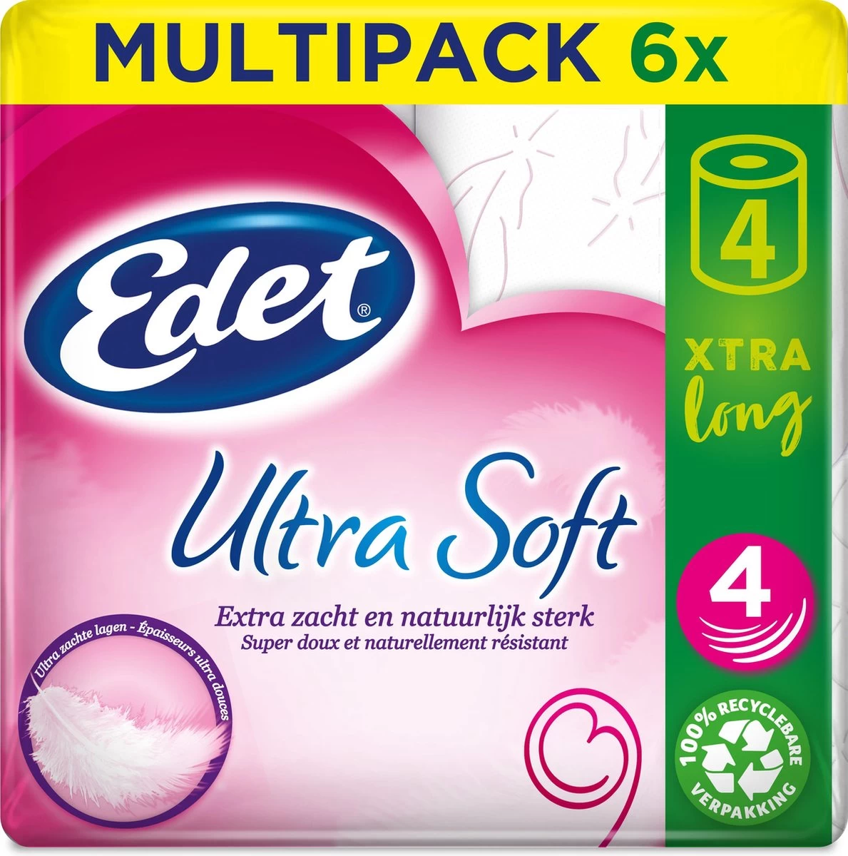 Edet Ultra Soft Xtra Long 4-laags Toiletpapier - 24 = 48 Rollen 4 Edet Ultra Soft Xtra Long 4-laags Toiletpapier - 24 = 48 Rollen - Afbeelding 2