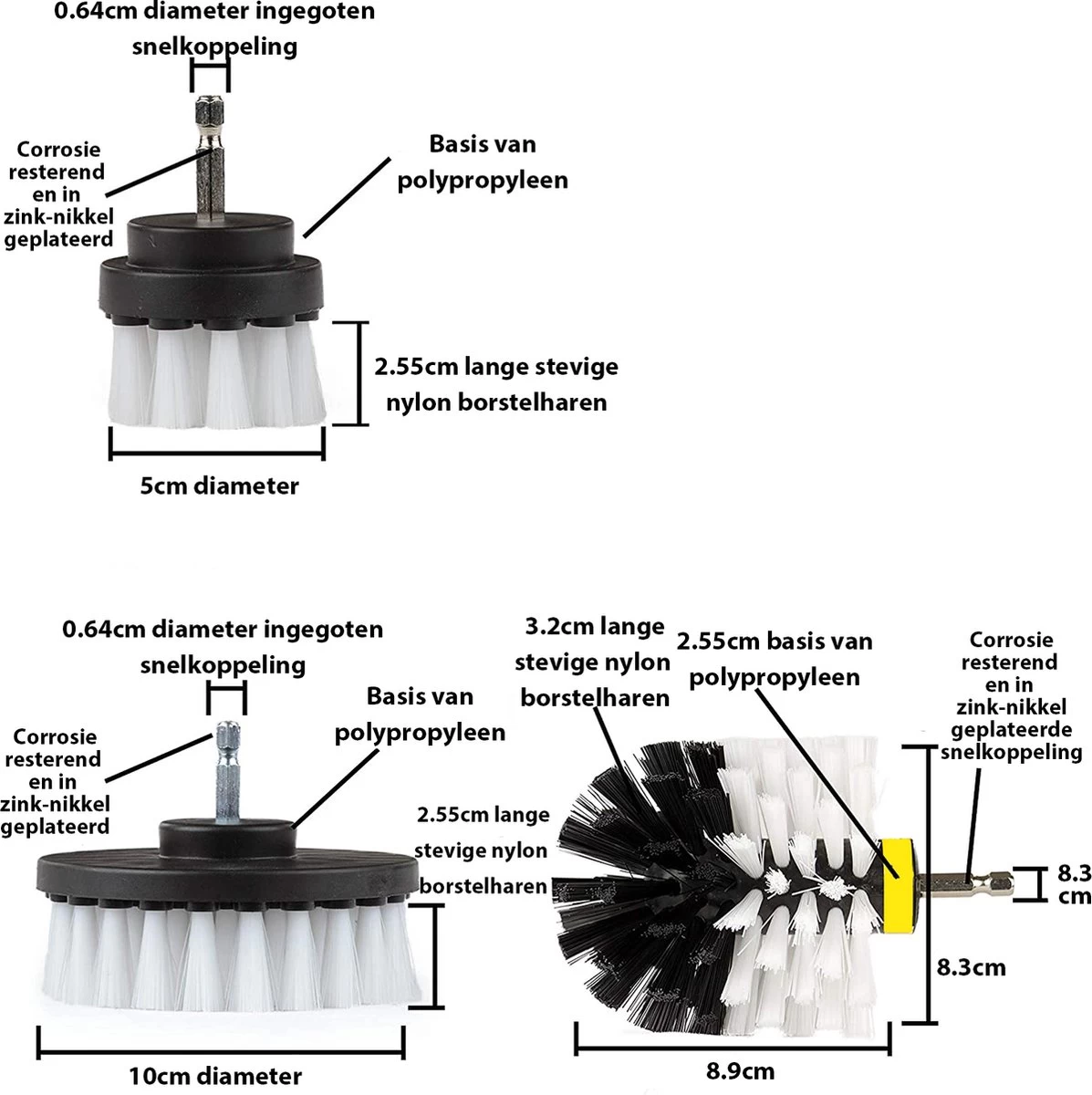 Kibani 3 Delige Borstelset Voor Boormachine - Wit - Voor Wielen, Tapijt En Bekleding - Schrobborstel – Boorborstel – Schuurborstel - Borstel Boormachine – Schoonmaakborstel – Reinigingsborstel – Tapijtreiniger - Borstelset 8 Kibani 3 Delige Borstelset Voor Boormachine - Wit - Voor Wielen, Tapijt En Bekleding - Schrobborstel – Boorborstel – Schuurborstel - Borstel Boormachine – Schoonmaakborstel – Reinigingsborstel – Tapijtreiniger - Borstelset - Afbeelding 6