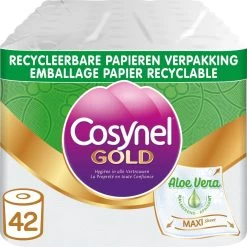 Cosynel Gold Aloe Vera Toiletpapier - 3 Lagen - 42 Rollen - Papieren Verpakking