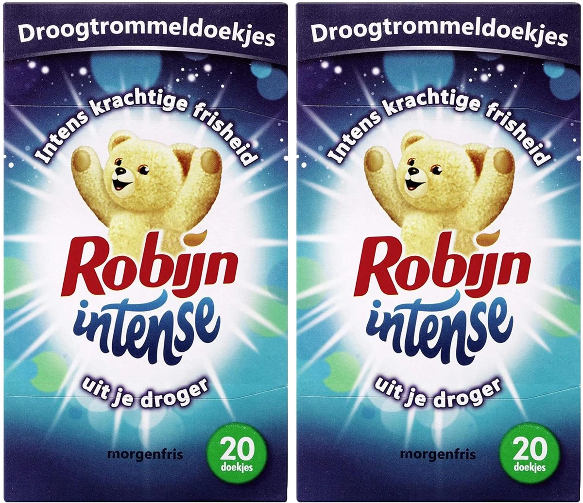 Robijn Droogtrommeldoekjes – Intense Morgenfris , 20 Doekjes - 2 Stuks 3 Robijn Droogtrommeldoekjes – Intense Morgenfris , 20 Doekjes - 2 Stuks