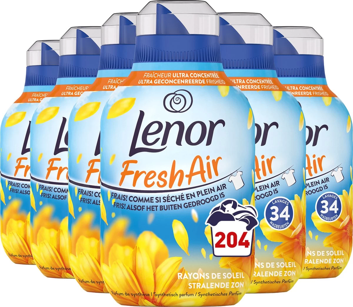 Lenor Fresh Air Zonnestralen - Wasverzachter - 6 X 34 Wasbeurten Voordeelverpakking 3 Lenor Fresh Air Zonnestralen - Wasverzachter - 6 X 34 Wasbeurten Voordeelverpakking