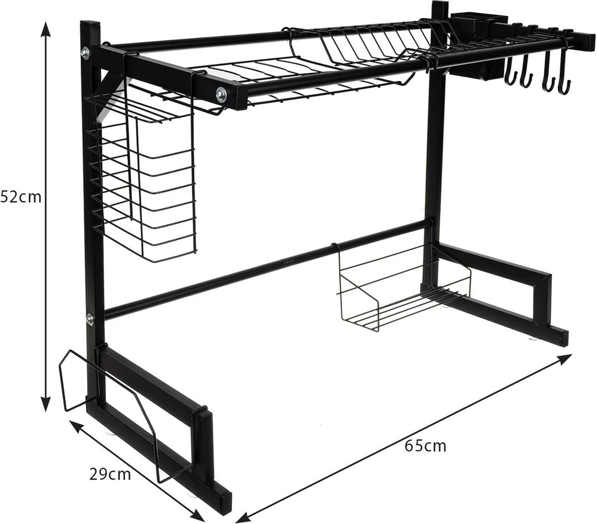 Afdruiprek Droger Zwart Voor Bestek Boven De Gootsteen 65 Cm X 29 Cm X 52 Cm 8 Afdruiprek Droger Zwart Voor Bestek Boven De Gootsteen 65 Cm X 29 Cm X 52 Cm - Afbeelding 6
