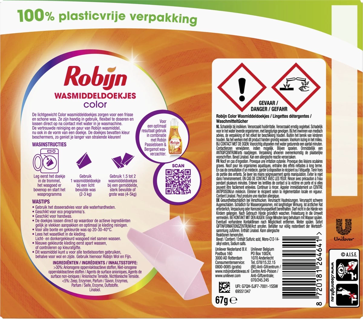 Robijn Classics Color Wasmiddeldoekjes - 4 X 16 Wasstrips - Voordeelverpakking 6 Robijn Classics Color Wasmiddeldoekjes - 4 X 16 Wasstrips - Voordeelverpakking - Afbeelding 4