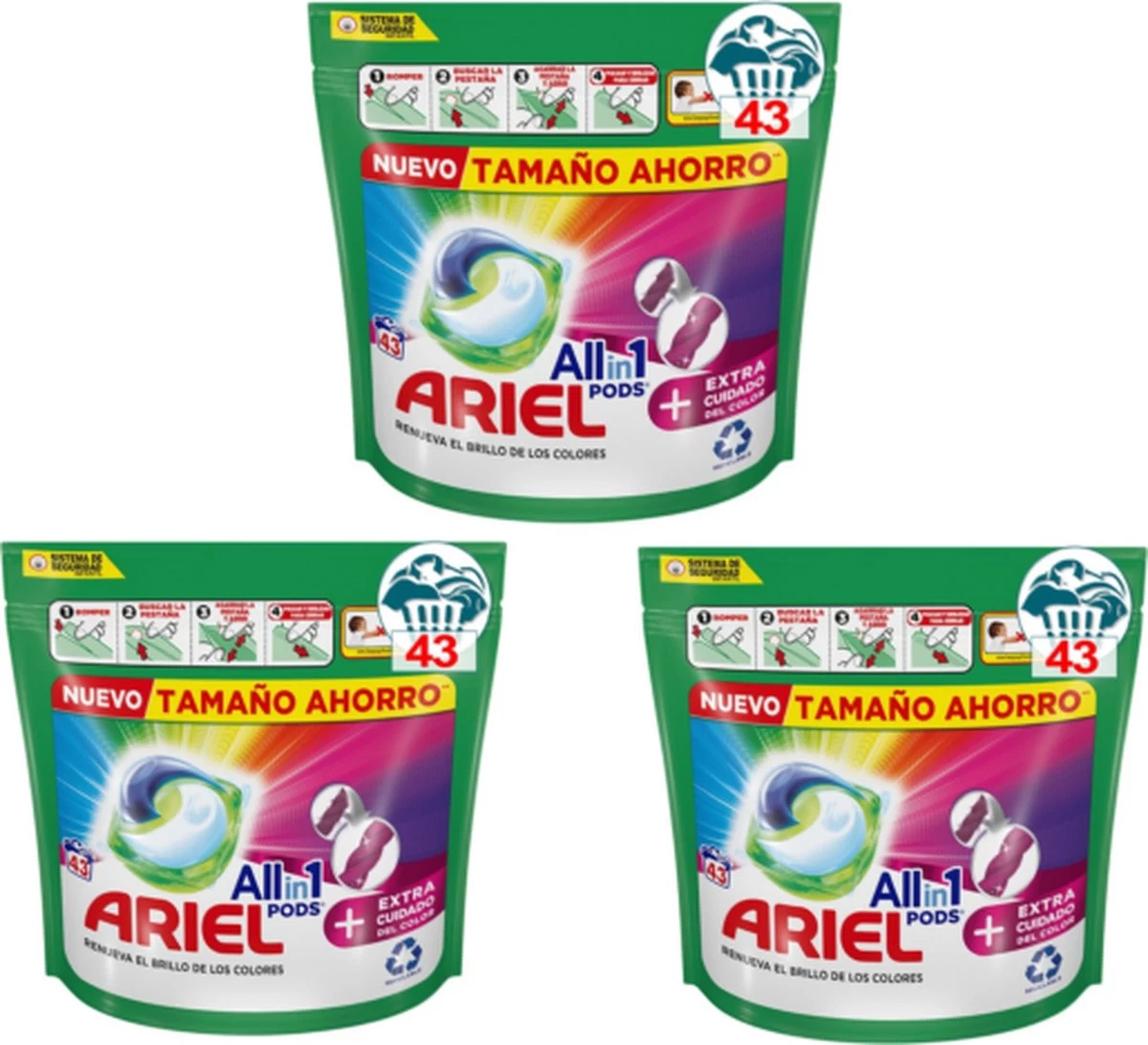 Ariel All In One Wasmiddel Pods - Kleur - 129 Wasbeurten 3 Ariel All In One Wasmiddel Pods - Kleur - 129 Wasbeurten