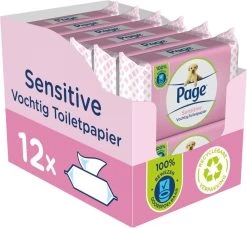 Page Vochtig Toiletpapier - 12 X 38 Stuks - Sensitive Vochtig Wc Papier - Voordeelverpakking -Leven Producten Winkel 1200x1106