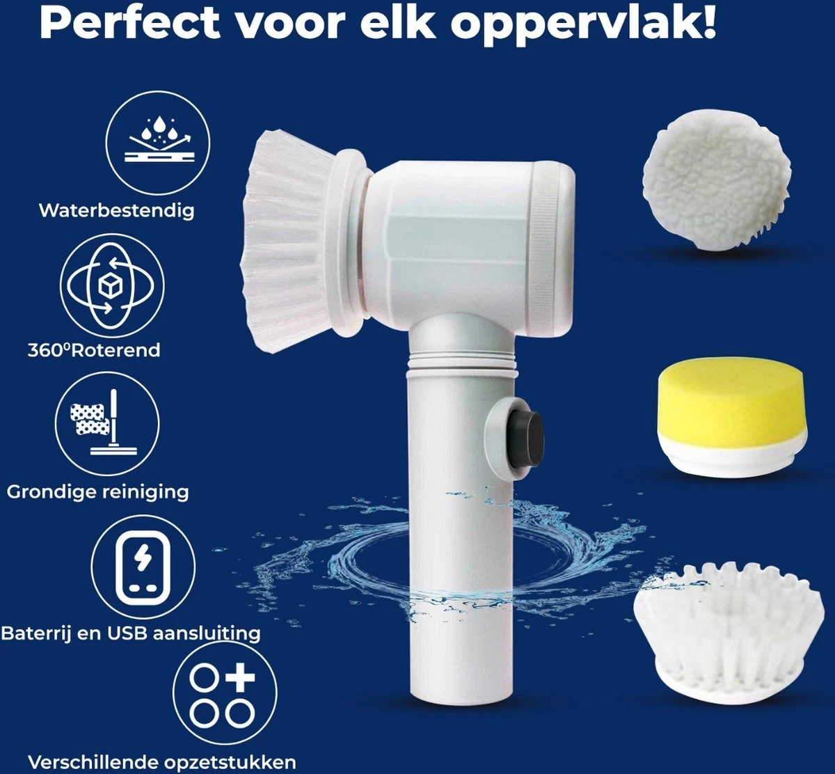 B-care Magic Brush - Elektrische Multifunctionele Schoonmaakborstel - 7 Opzetstukken - Wasborstel - Poetsmachine - Schrobborstel - Handborstel - Werkborstel - Schrobber - Boorborstel - Reinigingsborstel 11 B-care Magic Brush - Elektrische Multifunctionele Schoonmaakborstel - 7 Opzetstukken - Wasborstel - Poetsmachine - Schrobborstel - Handborstel - Werkborstel - Schrobber - Boorborstel - Reinigingsborstel - Afbeelding 9