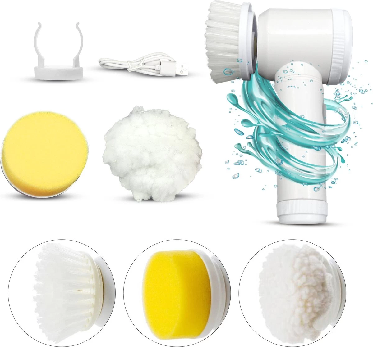 Lenga Elektrische Schoonmaakborstel - 5 In 1 Borstel - Oplaadbaar - Wasborstel - Schoonmaakmiddelen - Schrobborstels 3 Lenga Elektrische Schoonmaakborstel - 5 In 1 Borstel - Oplaadbaar - Wasborstel - Schoonmaakmiddelen - Schrobborstels