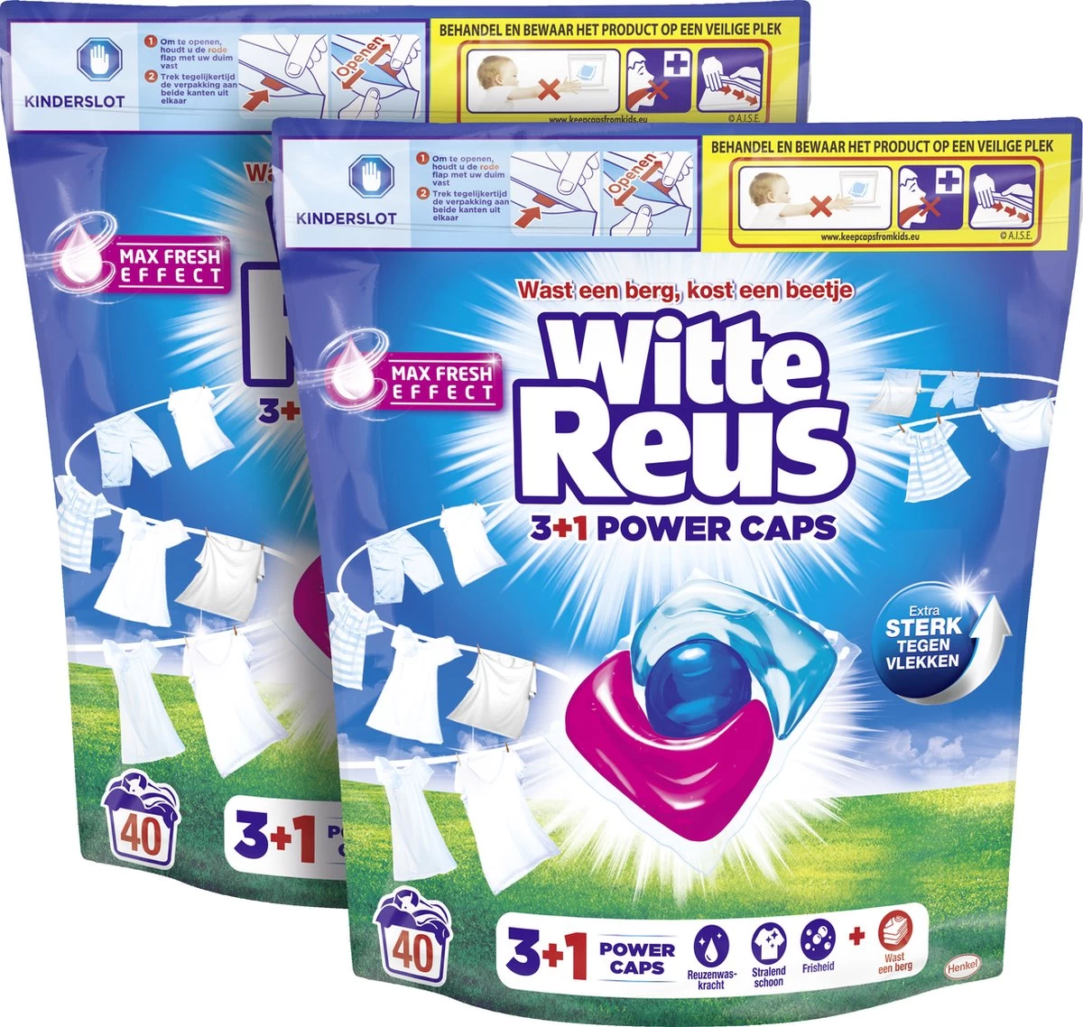 Witte Reus Power Caps Wascapsules - Wasmiddel Capsules - Voordeelverpakking - 2x40 Wasbeurten 5 Witte Reus Power Caps Wascapsules - Wasmiddel Capsules - Voordeelverpakking - 2x40 Wasbeurten - Afbeelding 3