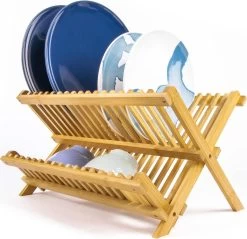 Budu Afdruiprek - Afdruiprekje Van Bamboe Hout - Afdruiprek Voor Afwas - Vaatwasrek - Keukenrek - Inklapbaar - Opvouwbaar -