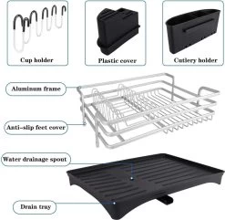 Doogo® Afdruiprek Met Bestekkorf En Lekbak Voor Keukenborden En Bestek Afdruiprek Met Draaibare Uitloop -Leven Producten Winkel 1200x1169 9