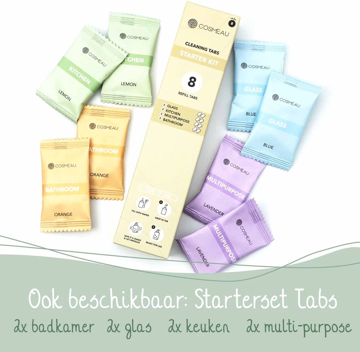 Cosmeau Schoonmaakmiddel Tabletten Cleaning Tabs Schoonmaak Tabs - Keukenreiniger - Badkamerreiniger Sanitair- Glasreiniger 11 Cosmeau Schoonmaakmiddel Tabletten Cleaning Tabs Schoonmaak Tabs - Keukenreiniger - Badkamerreiniger Sanitair- Glasreiniger - Afbeelding 9