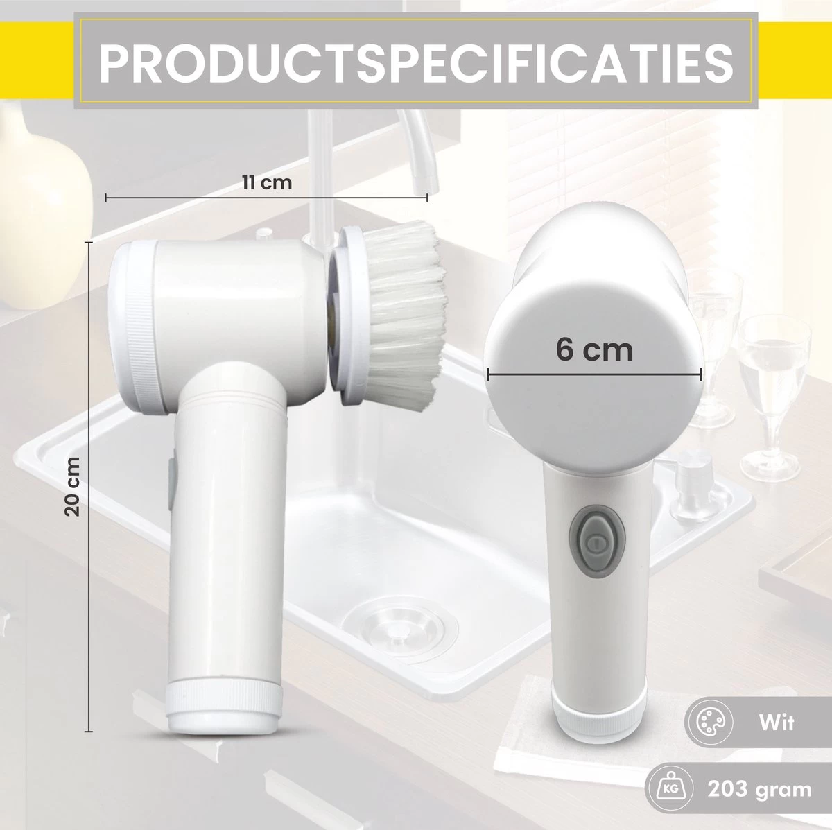 Lenga Elektrische Schoonmaakborstel - 5 In 1 Borstel - Oplaadbaar - Wasborstel - Schoonmaakmiddelen - Schrobborstels 6 Lenga Elektrische Schoonmaakborstel - 5 In 1 Borstel - Oplaadbaar - Wasborstel - Schoonmaakmiddelen - Schrobborstels - Afbeelding 4