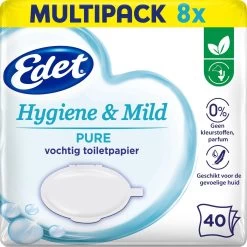 Nieuwe uitgaven 3 Edet Pure Vochtig Toiletpapier - 8 X 40 Stuks - Halfjaar Voorraad