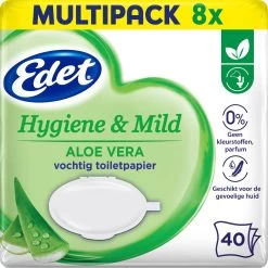 Nieuwe uitgaven 1 Edet Aloe Vera Vochtig Toiletpapier - 8 X 40 Stuks - Halfjaar Voorraad