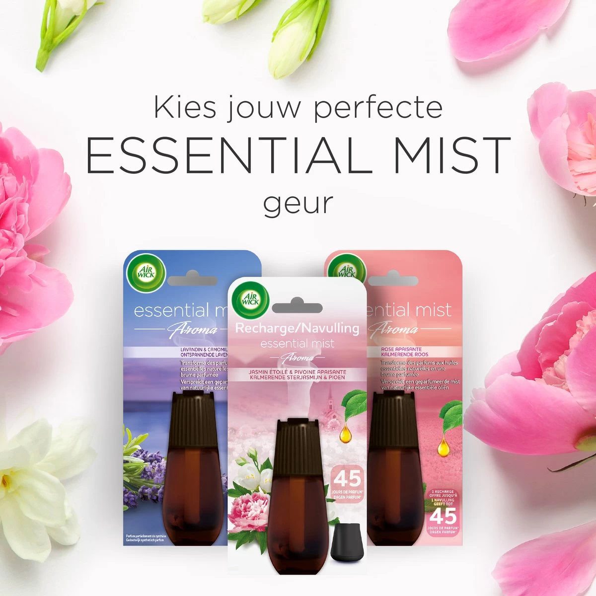 Air Wick Essential Mist Automatische Luchtverfrisser - Verfrissende Pioen En Jasmijn - 3 Navullingen 5 Air Wick Essential Mist Automatische Luchtverfrisser - Verfrissende Pioen En Jasmijn - 3 Navullingen - Afbeelding 3