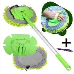 Merkloos Professionele Telescopische Wasborstel + Tonova Pen - Auto Schoonmaakborstel - Anti Slip - Auto, Caravan & Camper - Uitschuifbaar - Groen