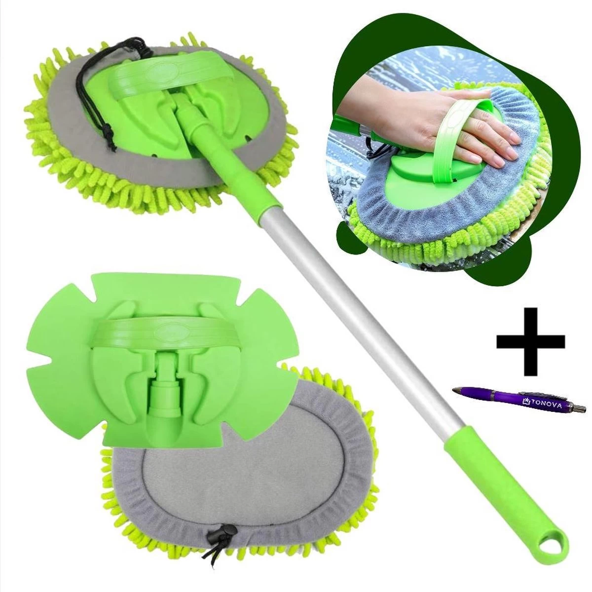 Merkloos Professionele Telescopische Wasborstel + Tonova Pen - Auto Schoonmaakborstel - Anti Slip - Auto, Caravan & Camper - Uitschuifbaar - Groen 2 Merkloos Professionele Telescopische Wasborstel + Tonova Pen - Auto Schoonmaakborstel - Anti Slip - Auto, Caravan & Camper - Uitschuifbaar - Groen