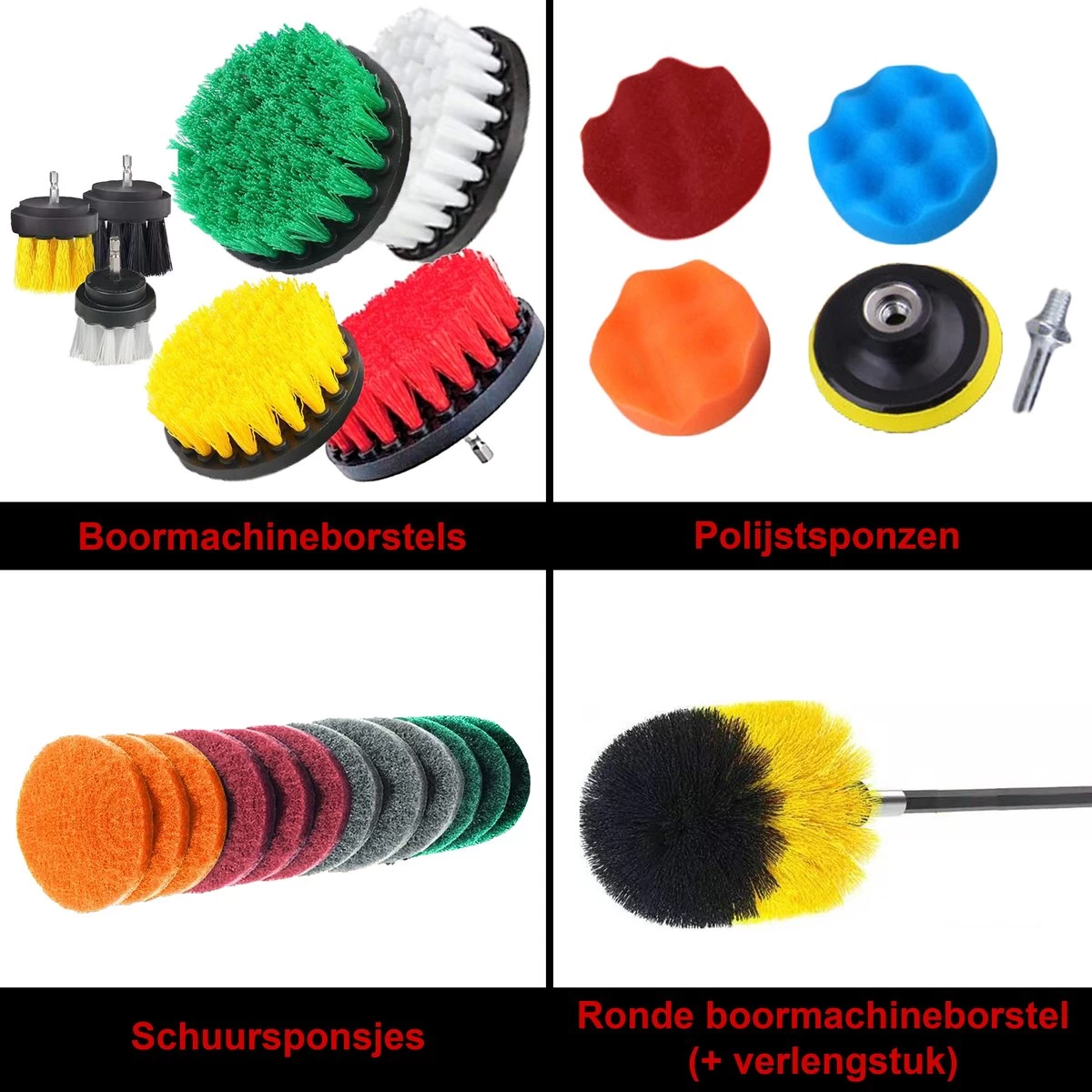Borstelset Boormachine 25 Delig - Schuursponsjes- Schrobborstel – Boorborstel – Schuurborstel - Borstel Boormachine – Schoonmaakborstel – Reinigingsborstel – Tapijtreiniger - Borstelset 4 Borstelset Boormachine 25 Delig - Schuursponsjes- Schrobborstel – Boorborstel – Schuurborstel - Borstel Boormachine – Schoonmaakborstel – Reinigingsborstel – Tapijtreiniger - Borstelset - Afbeelding 2