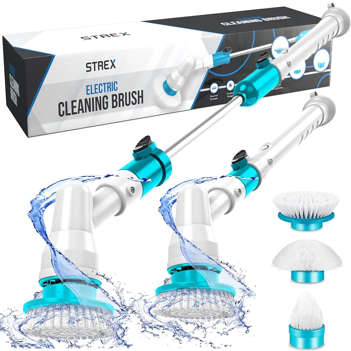 Strex Elektrische Schoonmaakborstel - Draadloze Schrobborstel - Schrobber - 3 Opzetstukken - Telescoopsteel - Poetsmachine Met Krachtige Accu 3 Strex Elektrische Schoonmaakborstel - Draadloze Schrobborstel - Schrobber - 3 Opzetstukken - Telescoopsteel - Poetsmachine Met Krachtige Accu