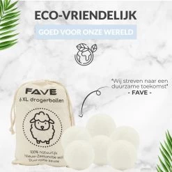 FAVE Drogerballen XL - 6 Stuks - Inclusief Opbergzakje - Wasbol - Wasballen - Doseerbol - Droogballen - Duurzaam -Leven Producten Winkel 1200x1200 461