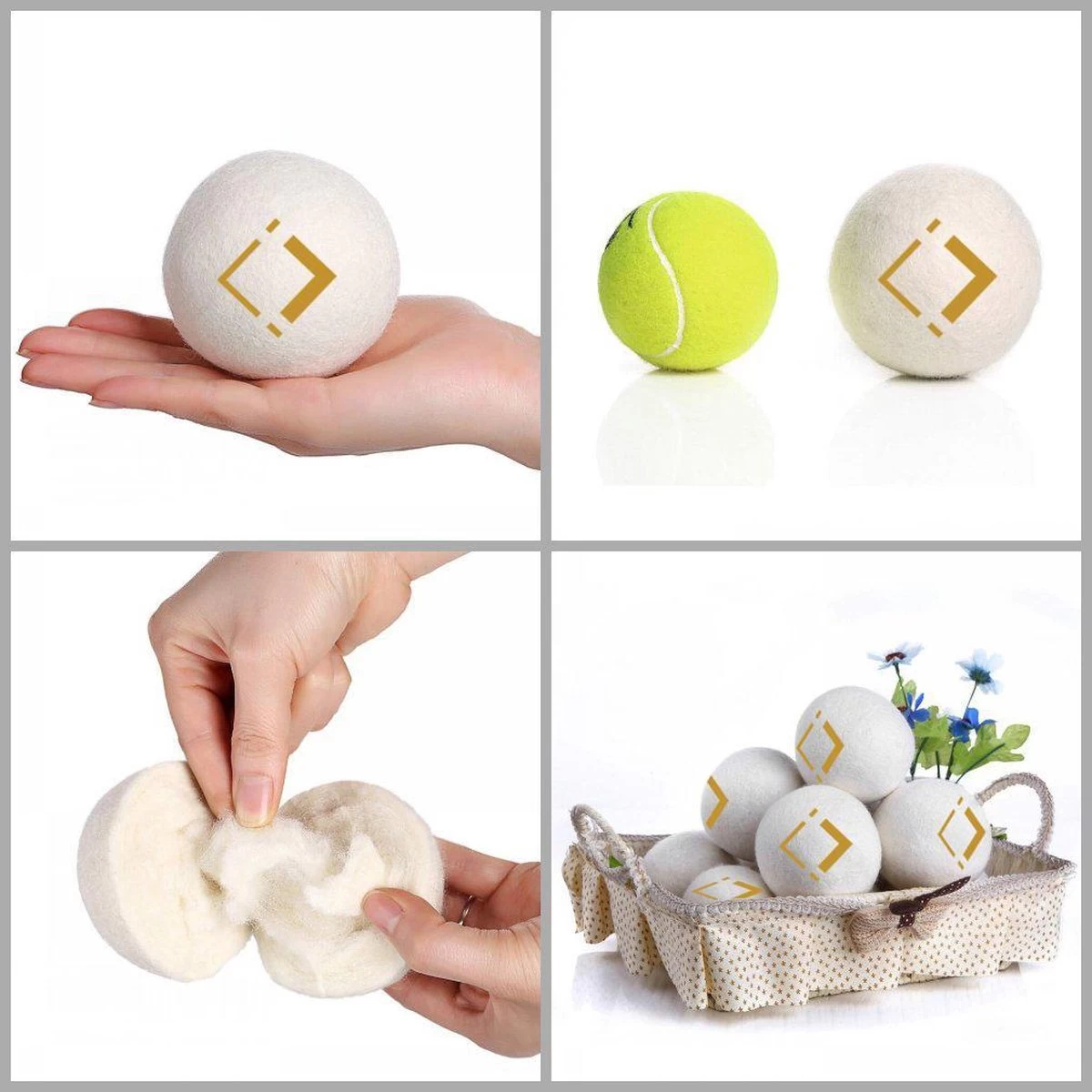 LuxerLiving Wasbol Set Van 6 - Droogt Tot 30% Sneller - Wasverzachter - Droger Ballen - Dryer Balls - Ecologisch - 100% Wol 8 LuxerLiving Wasbol Set Van 6 - Droogt Tot 30% Sneller - Wasverzachter - Droger Ballen - Dryer Balls - Ecologisch - 100% Wol - Afbeelding 6