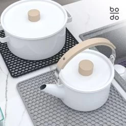 BODO Gootsteenmat Siliconen Donker Grijs - 34.5 X 34.5 Cm - Keuken Accessoires - Gootsteen Beschermer - Onderzetters Siliconen - Anti Kras -Leven Producten Winkel 1200x1200 698