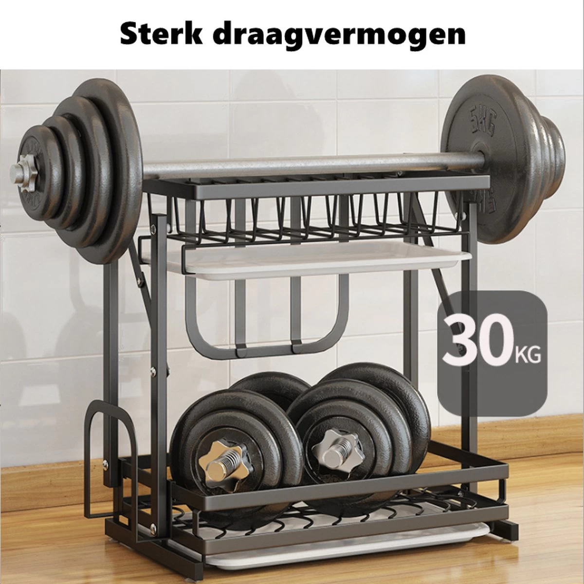Doogo® Afdruiprek Met Lekbak 2 Laags – Inklapbaar - Muur Hangen Mogelijke - Afwasrek – Met 2 Lekbakken – Extra Accessories Voor Servies En Snijplanken - RVS 5 Doogo® Afdruiprek Met Lekbak 2 Laags – Inklapbaar - Muur Hangen Mogelijke - Afwasrek – Met 2 Lekbakken – Extra Accessories Voor Servies En Snijplanken - RVS - Afbeelding 3
