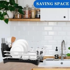 Doogo® Afdruiprek Met Bestekkorf En Lekbak Voor Keukenborden En Bestek Afdruiprek Met Draaibare Uitloop -Leven Producten Winkel 1200x1200 724