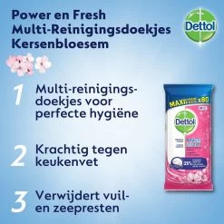 Dettol Schoonmaakdoekjes Power & Fresh - Kersenbloesem - 80 Stuks X6 9 Dettol Schoonmaakdoekjes Power & Fresh - Kersenbloesem - 80 Stuks X6 -Leven Producten Winkel 1200x1200 918
