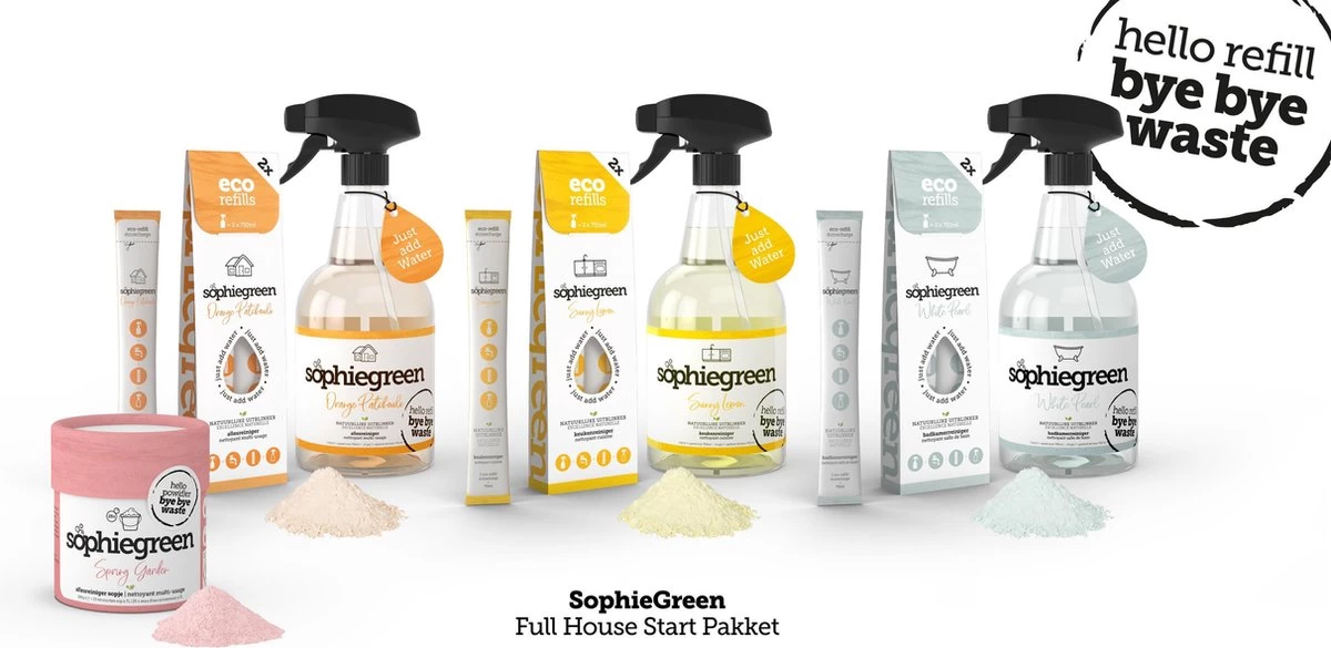 SophieGreen Full House Pakket: Allesreiniger + Keukenreiniger + Badkamerreinger + Sopje Allesreiniger 100g 3 SophieGreen Full House Pakket: Allesreiniger + Keukenreiniger + Badkamerreinger + Sopje Allesreiniger 100g