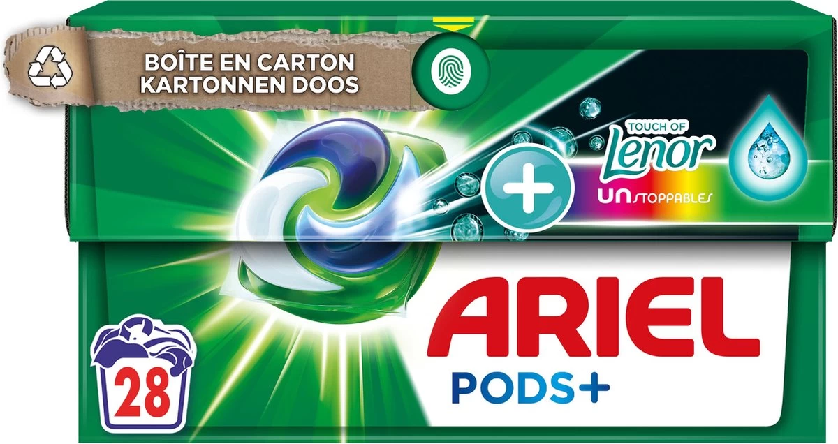 Ariel Wasmiddel Pods + Touch Van Lenor Unstoppables - Kleur - 28 Wasbeurten 4 Ariel Wasmiddel Pods + Touch Van Lenor Unstoppables - Kleur - 28 Wasbeurten - Afbeelding 2