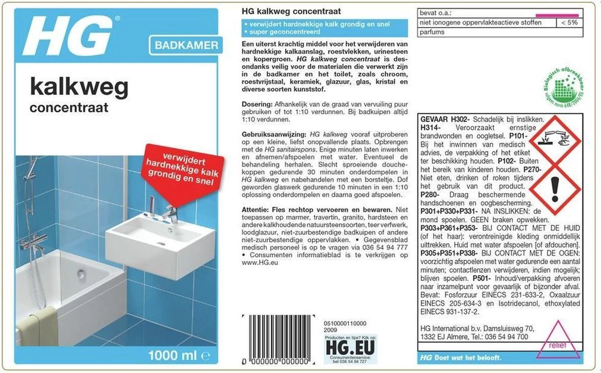 HG Kalkweg Concentraat - 1 L - Krachtige Ontkalker - Geconcentreerd 4 HG Kalkweg Concentraat - 1 L - Krachtige Ontkalker - Geconcentreerd - Afbeelding 2