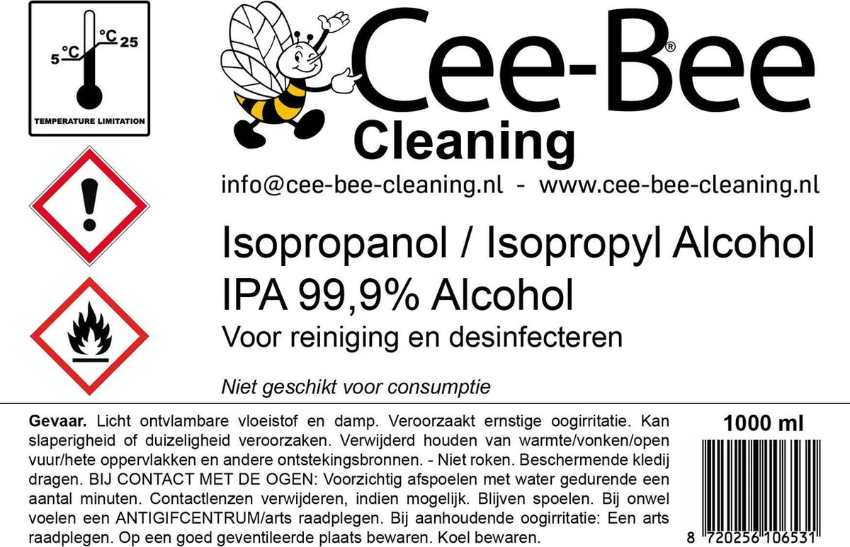 Cee-Bee Isopropanol | Isopropyl | IPA 99.9% Alcohol | 1000 Ml 4 Cee-Bee Isopropanol | Isopropyl | IPA 99.9% Alcohol | 1000 Ml - Afbeelding 2