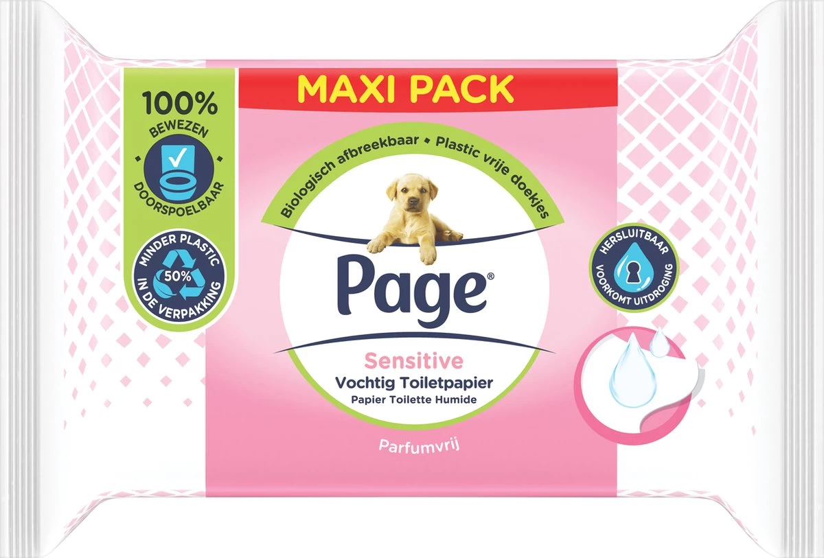 Page Vochtig Toiletpapier - 6 X 74 Stuks - Sensitive Maxi Vochtig Wc Papier - Voordeelverpakking 6 Page Vochtig Toiletpapier - 6 X 74 Stuks - Sensitive Maxi Vochtig Wc Papier - Voordeelverpakking - Afbeelding 4