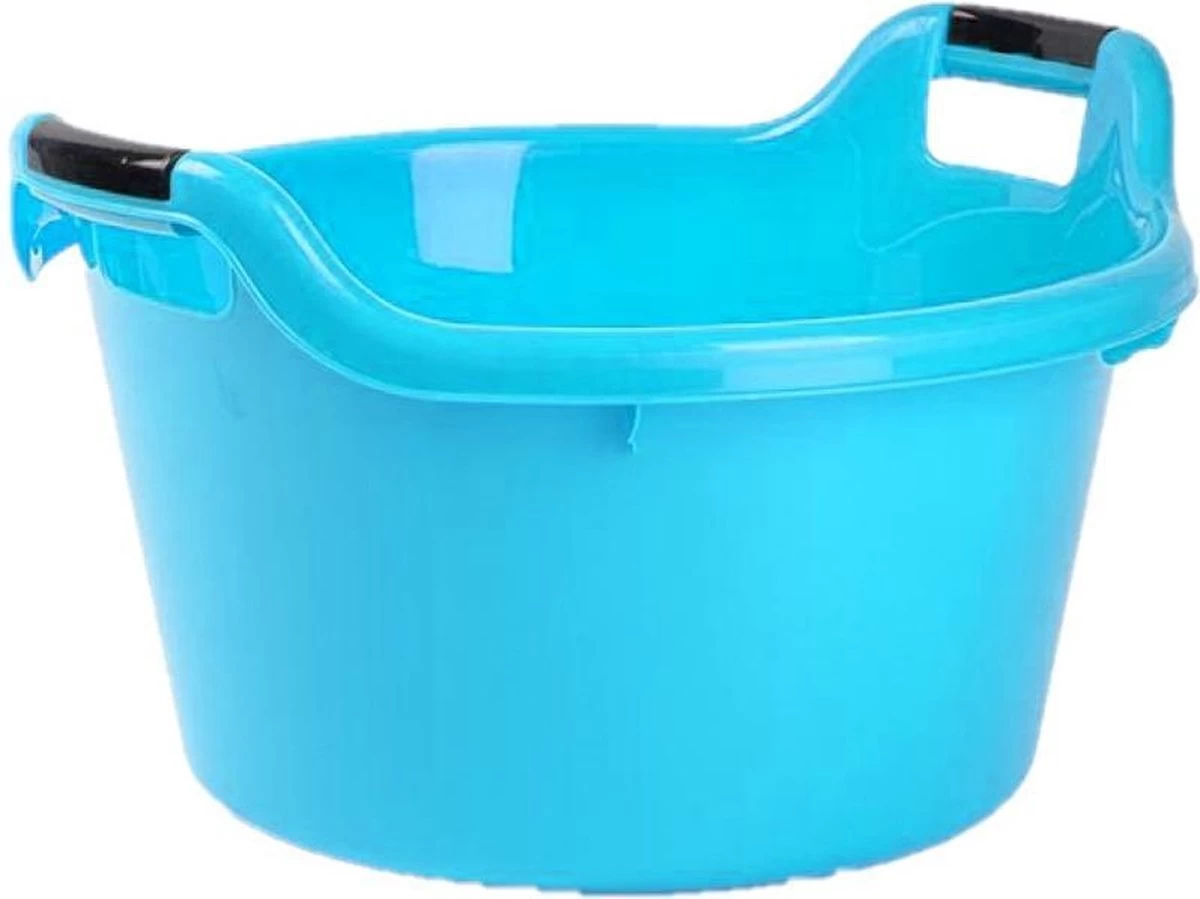 Groot Kunststof Teiltje/afwasbak Rond Met Handvatten 17 Liter Blauw - Afmetingen 45 X 42 X 27 Cm - Huishouden 3 Groot Kunststof Teiltje/afwasbak Rond Met Handvatten 17 Liter Blauw - Afmetingen 45 X 42 X 27 Cm - Huishouden