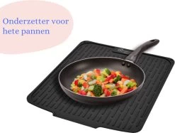 HOMYHON Afdruipmat -Afdruipmat Siliconen -Pannenonderzetter- Antislip -Hittebestendig - Aanrecht Mat -Siliconen Mat - 40 X 46 Cm - Zwart -Leven Producten Winkel 1200x907 2