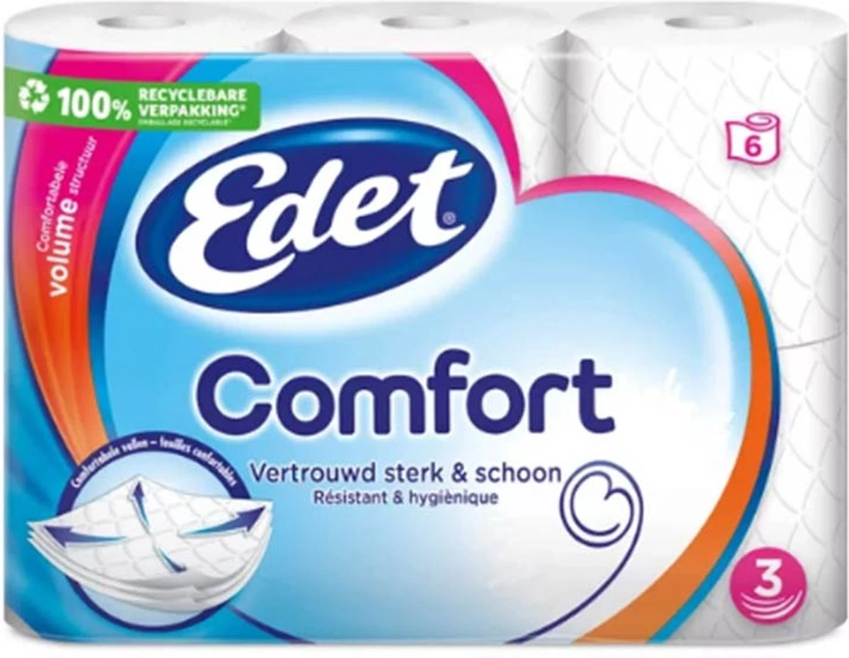Edet Comfort 3-laags WC Papier - 60 Rollen 4 Edet Comfort 3-laags WC Papier - 60 Rollen - Afbeelding 2