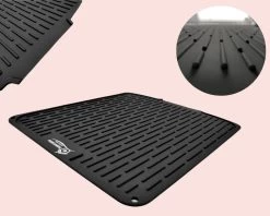 HOMYHON Afdruipmat -Afdruipmat Siliconen -Pannenonderzetter- Antislip -Hittebestendig - Aanrecht Mat -Siliconen Mat - 40 X 46 Cm - Zwart -Leven Producten Winkel 1200x960 1