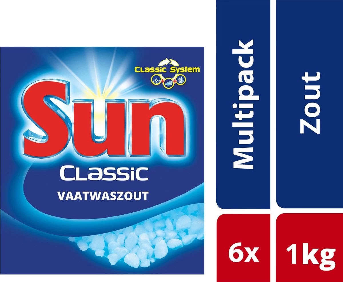 Sun - Vaatwaszout - 6 X 1 Kg - Zout - Voordeelverpakking 3 Sun - Vaatwaszout - 6 X 1 Kg - Zout - Voordeelverpakking