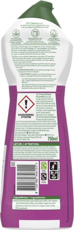 Cif CleanBoost Cream Pink Schuurmiddel - 8 X 750 Ml - Voordeelverpakking -Leven Producten Winkel 389x1200