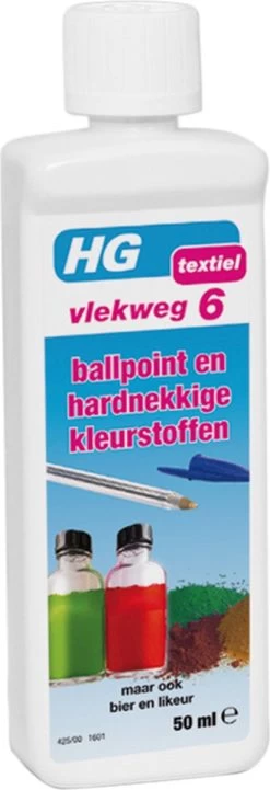 HG Vlekweg 6 - 50ml- Voor O.a. Vlekken Van Ballpoint & Hardnekkige Kleurstoffen -Leven Producten Winkel 411x1200