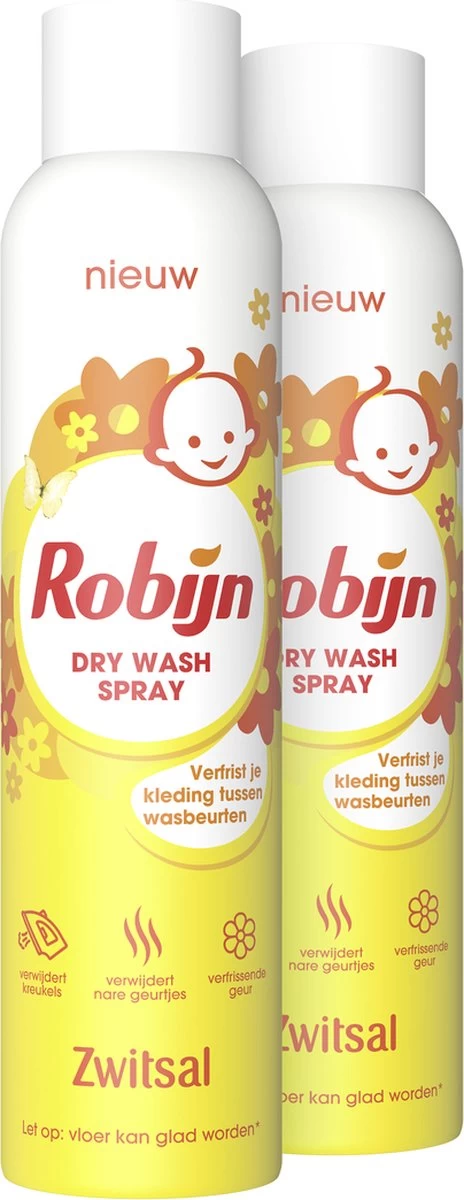 Robijn Dry Wash Spray Zwitsal - 2 X 200ml - Voordeelverpakking 3 Robijn Dry Wash Spray Zwitsal - 2 X 200ml - Voordeelverpakking