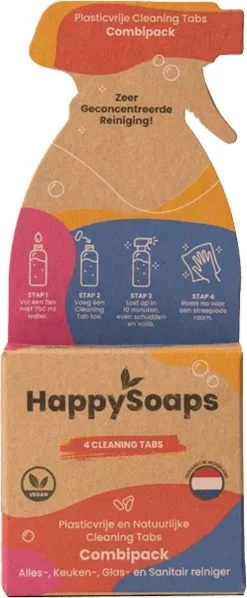 HappySoaps Cleaning Tabs - Combipack Met 4 Verschillende Tabs - Allesreiniger, Keukenreiniger, Glasreiniger En Sanitairreiniger - 100% Plasticvrij, Duurzaam & Vegan -Leven Producten Winkel 496x1200